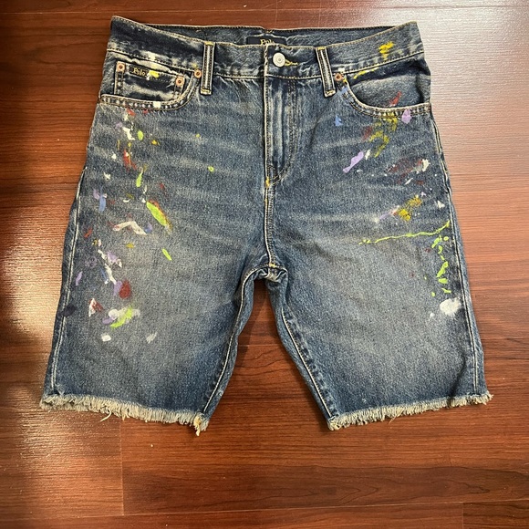 Big Boys 18 Paint-Splatter Slim-Fit Denim Shorts - Picture 2 of 6